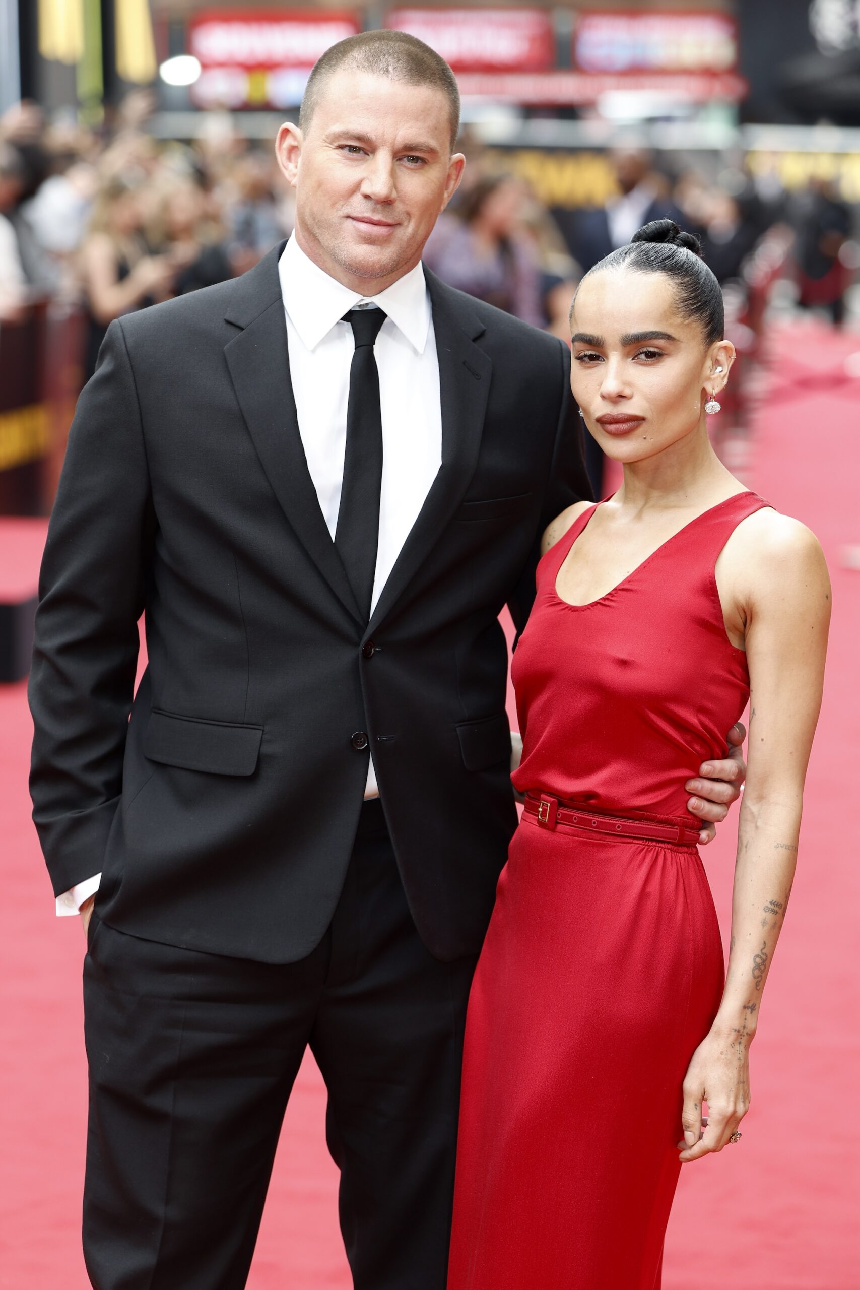 Channing Tatum and director, writer and producer Zoë Kravitz attend the European premiere of 