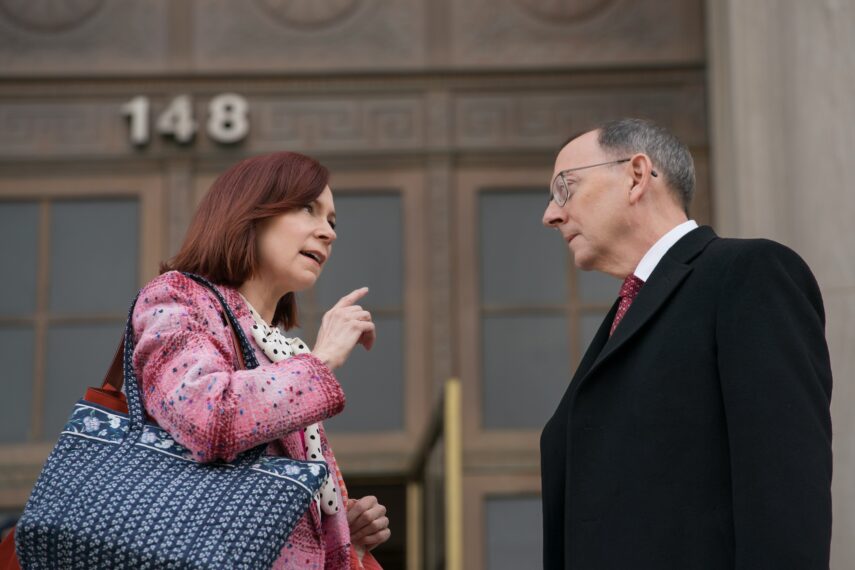 Carrie Preston as Elsbeth Tascioni and Michael Emerson as Judge Milton Crawford — 'Elsbeth' Season 2 Episode 7 "One Angry Woman"