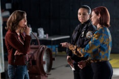 Laurie Metcalf as Regina Coburn, Carra Patterson as Kaya Blanke, and Carrie Preston as Elsbeth Tascioni in 'Elsbeth' Season 2 Episode 8 - 'Toil and Trouble'