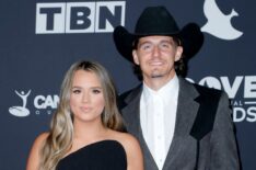 Gabby Barrett and Cade Foehner attend the 55th Annual GMA Dove Awards at Lipscomb Allen Arena on October 01, 2024 in Nashville, Tennessee.