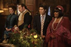 Rebecca Wisocky, Brandon Scott Jones, Asher Grodman, and Danielle Pinnock in 'Ghosts' Season 4 - 'A Very Arondekar Christmas Part 2'