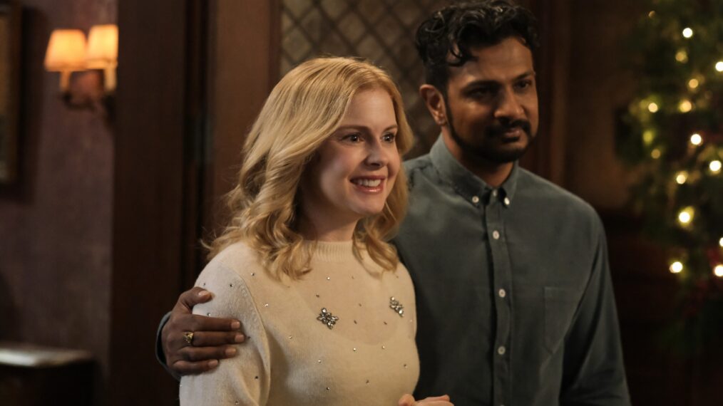 Rose McIver and Utkarsh Ambudkar in 'Ghosts' Season 4 - 'A Very Arondekar Christmas Part 1'