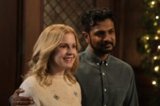 Rose McIver and Utkarsh Ambudkar in 'Ghosts' Season 4 - 'A Very Arondekar Christmas Part 1'