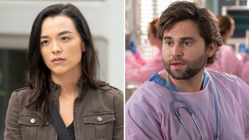 Midori Francis and Jake Borelli in 'Grey's Anatomy'