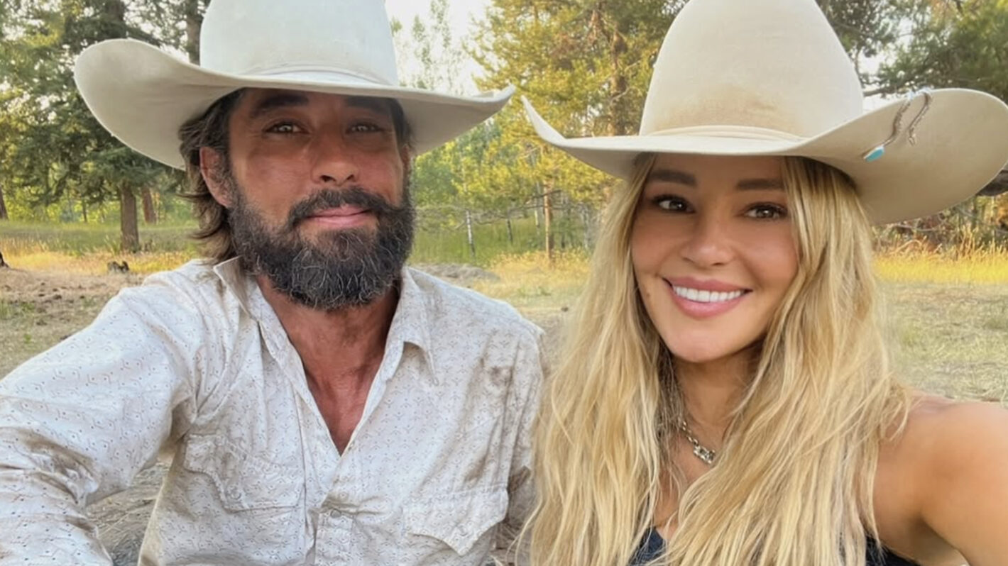 Ryan Bingham and Hassie Harrison of 'Yellowstone' on set