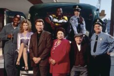 The cast of the John Larroquette Show - Chi McBride, Gigi Rice, John Larroquette, Daryl Mitchell, Liz Torres, Bill Morey, Elizabeth Berridge, and Lenny Clarke