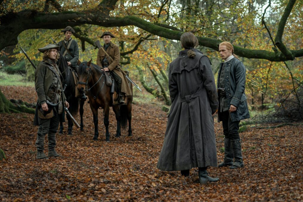 Ben Freeman, David Berry, and Sam Heughan in 'Outlander' Season 7