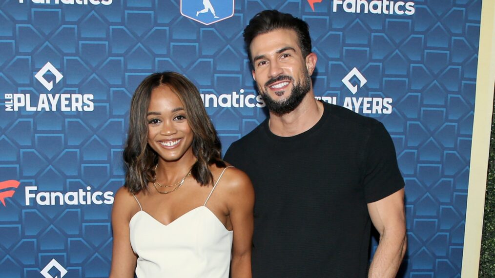 Rachel Lindsay and Bryan Abasolo attend the “Players Party” co-hosted by Michael Rubin, MLBPA and Fanatics at City Market Social House on July 18, 2022 in Los Angeles, California.