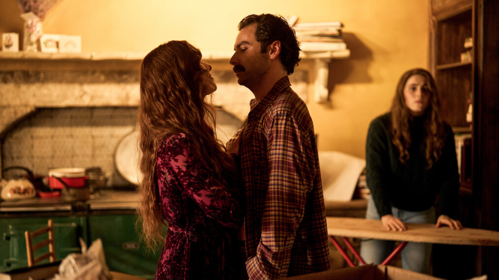 Victoria Smurfit as Maud and Aidan Turner as Declan — 'Rivals' Season 1 Episode 1