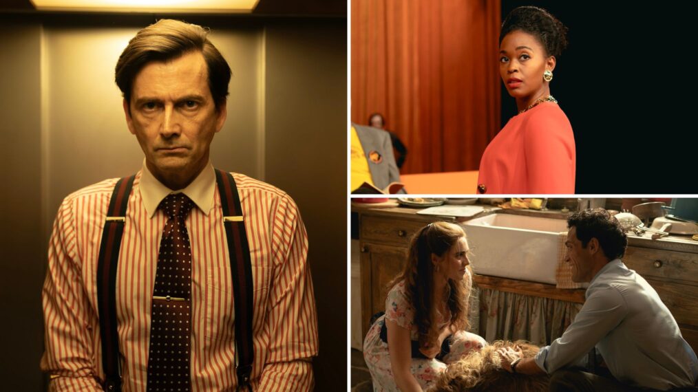 David Tennant as Tony, Nafessa Williams as Cameron, and Bella Maclean as Taggie and Alex Hassell as Rupert — 'Rivals' Season 1