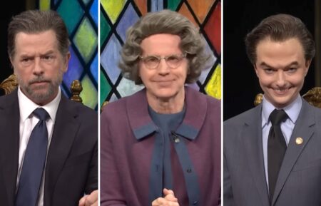 David Spade as Hunter Biden, Dana Carvey as the Church Lady, and Sarah Sherman as Matt Gaetz on 'Saturday Night Live'