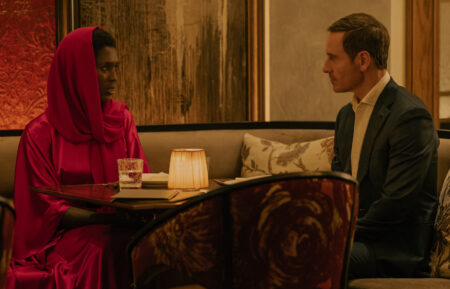 Jodie Turner Smith as Samia Zahir and Michael Fassbender as Martian in 'The Agency' Season 1 Episode 5 - 'Rat Trap'