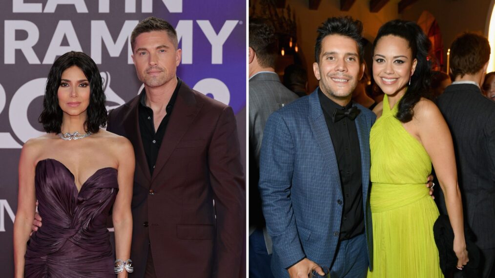 Roselyn Sánchez and Eric Winter attend The 24th Annual Latin Grammy Awards on November 16, 2023 in Seville, Spain /Alyssa Diaz (R) and Gustavo Galindo attend Entertainment Weekly Celebrates Screen Actors Guild Award Nominees sponsored by L'Oreal Paris, Cadillac, And PopSockets at Chateau Marmont on January 26, 2019 in Los Angeles, California.