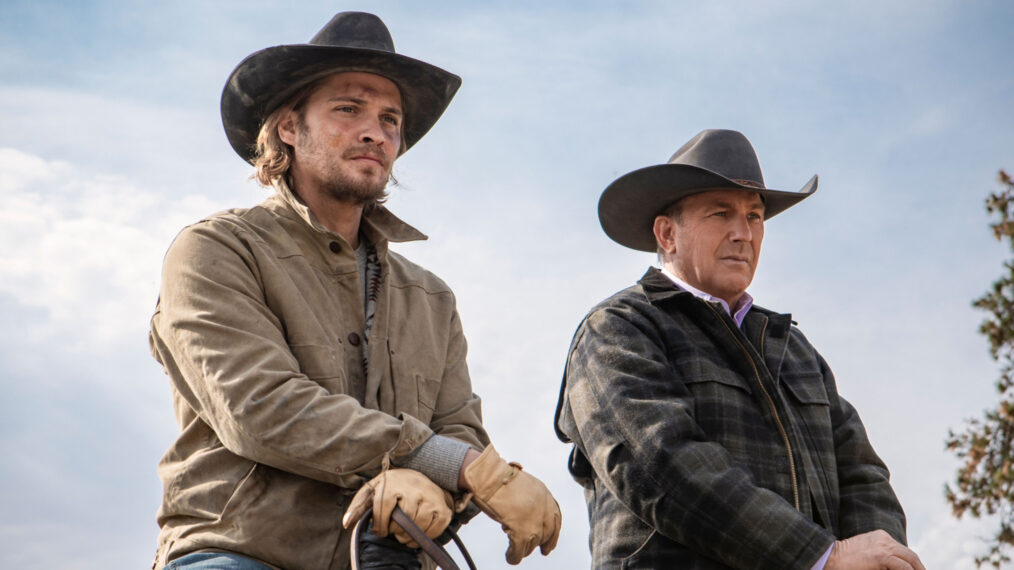 Luke Grimes as Kayce Dutton and Kevin Costner as John Dutton in 'Yellowstone'