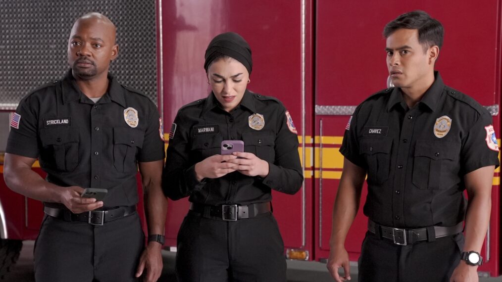 Brian Michael Smith, Natacha Karam, and Julian Works in '9-1-1: Lone Star' Season 5 Episode 11 - 'Impact'