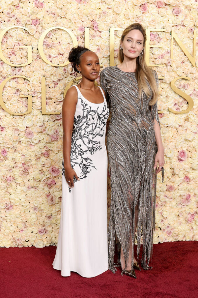 Zahara Jolie and Angelina Jolie attend the 82nd Annual Golden Globe Awards at The Beverly Hilton on January 05, 2025