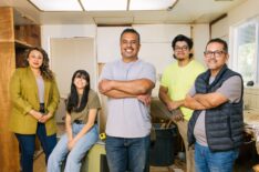 Lilly, Brianna, Izzy, Joe and Rudy Battres, portrait inside kitchen of the Jenn & Ryan Lan-Yu Family home, as seen on Izzy Does It, Season 1