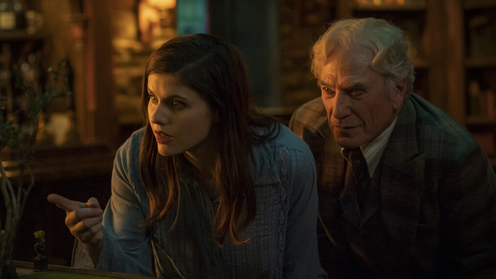 Alexandra Daddario as Dr. Rowan Fielding, Ted Levine as Julien Mayfair in 'Mayfair Witches' Season 2 Episode 5