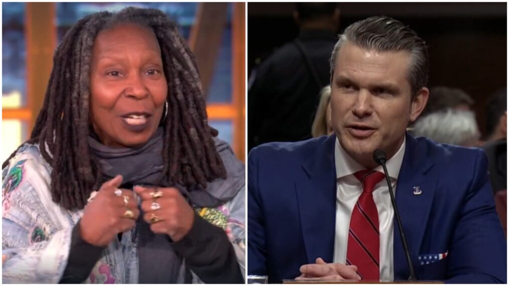 Whoopi Goldberg and Pete HEgseth