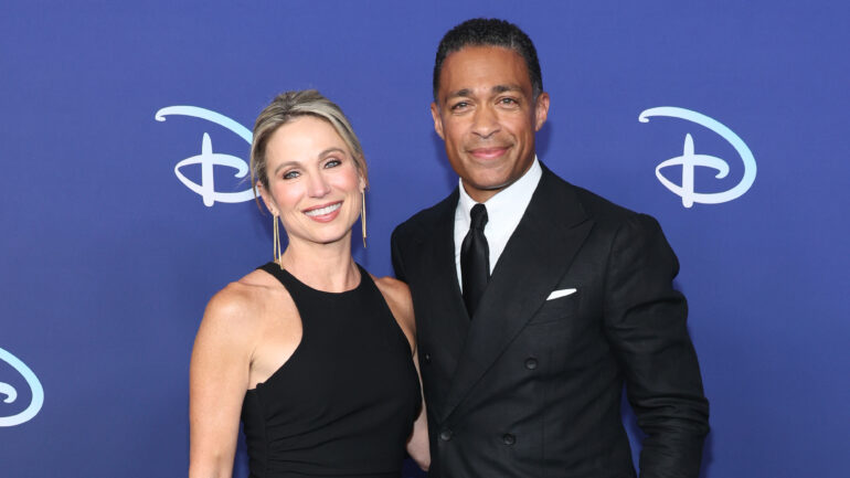 Amy Robach and TJ Holmes attend the 2022 ABC Disney Upfront