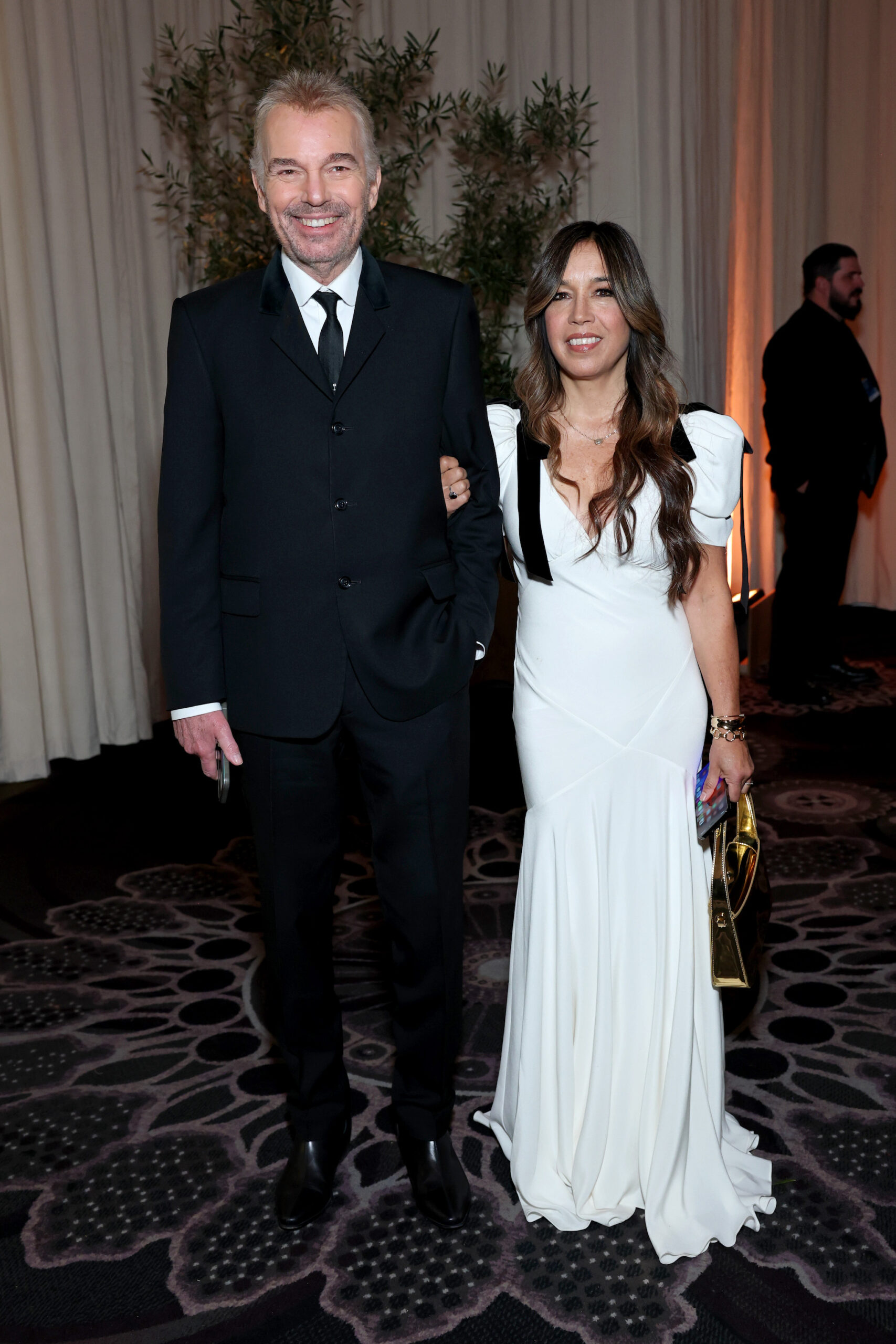 Billy Bob Thornton and Connie Angland attend the 82nd Annual Golden Globe Awards at The Beverly Hilton on January 05, 2025 in Beverly Hills, California.