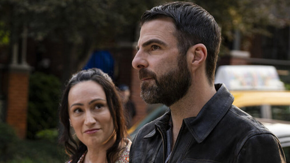 Eden Espinosa as Pastor Maria Thomas, Zachary Quinto as Dr. Oliver Wolf in 'Brilliant Minds' Season 1 finale