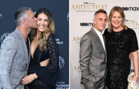 Taylor Kinney and Ashley Cruger attend the opening ceremony during the 61st Monte Carlo TV Festival on June 17, 2022 in Monte-Carlo, Monaco / David Eigenberg and Chrysti Eigenberg attend HBO Max's premiere of 