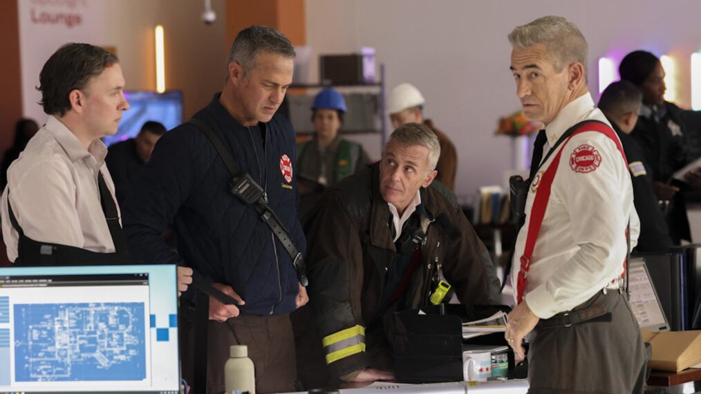 Taylor Kinney as Kelly Severide, David Eigenberg as Christopher Herrmann, Dermot Mulroney as Chief Dom Pascal — 'Chicago Med' Season 10 Episode 11 