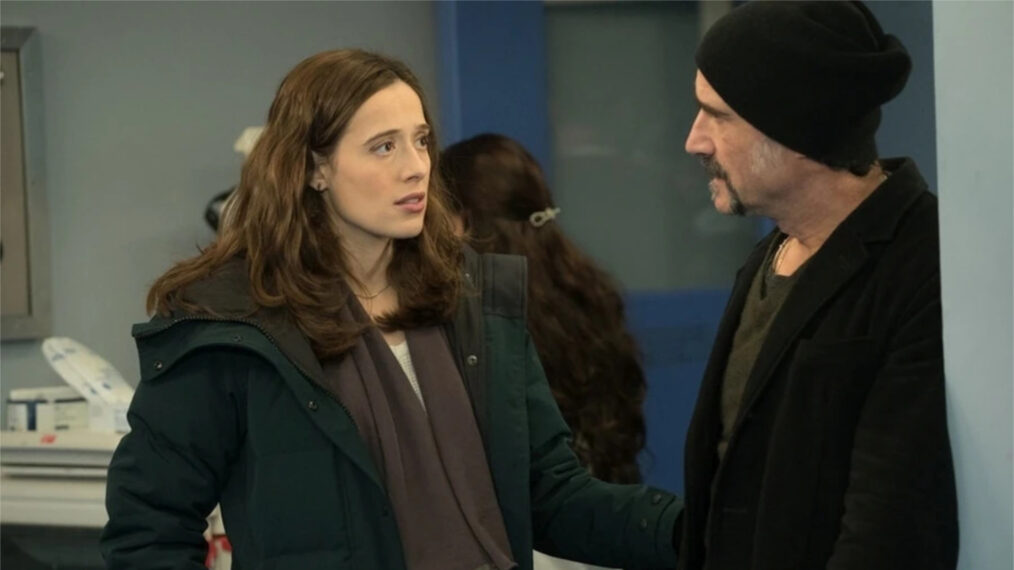 Marina Squerciati as Kim Burgess and Elias Koteas as Alvin Olinsky in 'Chicago P.D.'