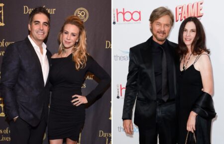 Actors Galen Gering and Jenna Gering attend the Days Of Our Lives' 50th Anniversary Celebration at Hollywood Palladium on November 7, 2015 in Los Angeles, California / Stephen Nichols and his wife, Lisa Gordon, attend the 2020 Hollywood Beauty Awards at The Taglyan Complex on February 06, 2020 in Los Angeles, California.