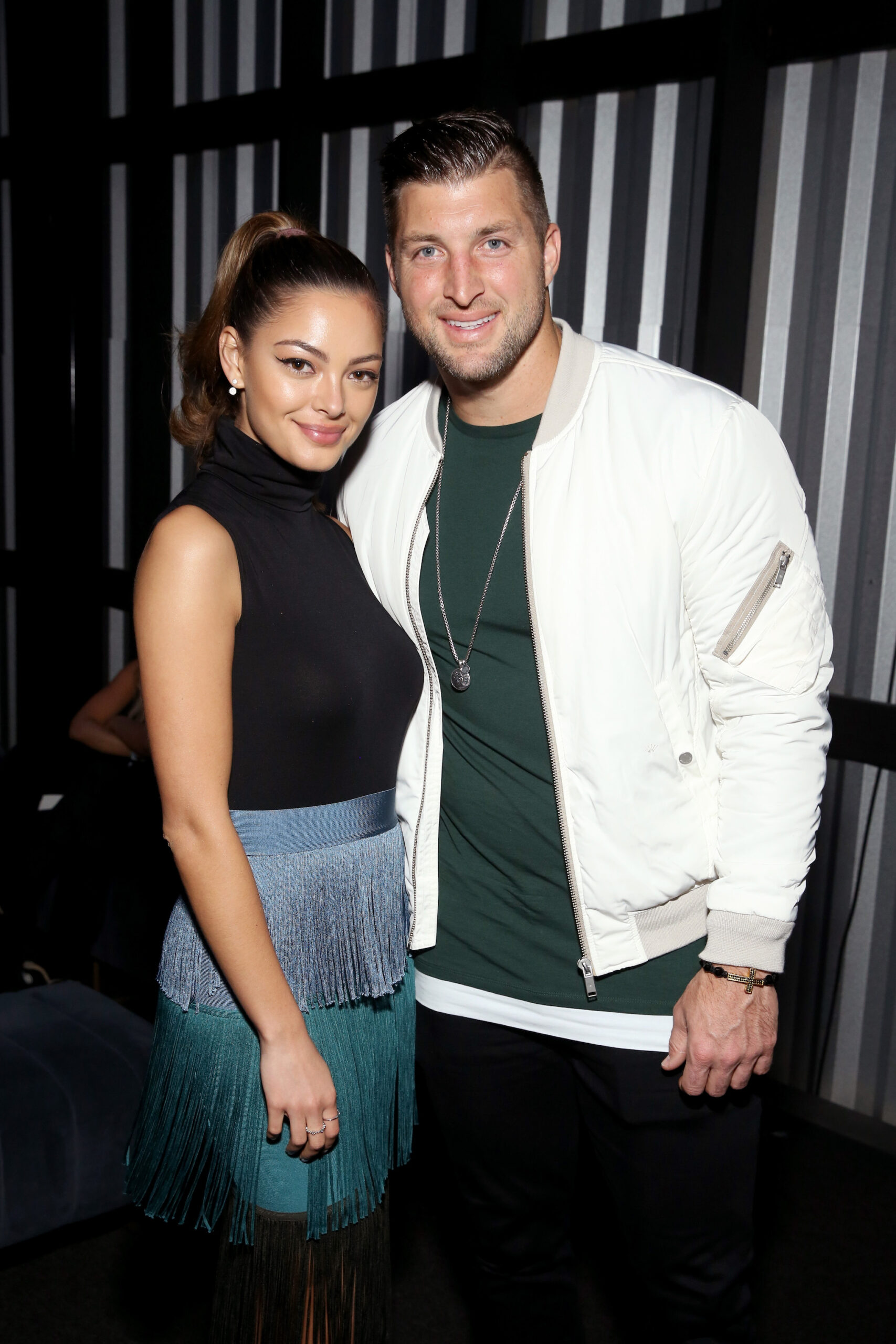 Demi-Leigh Nel-Peters and Tim Tebow attend DIRECTV Super Saturday Night 2019 at Atlantic Station on February 2, 2019 in Atlanta, Georgia.