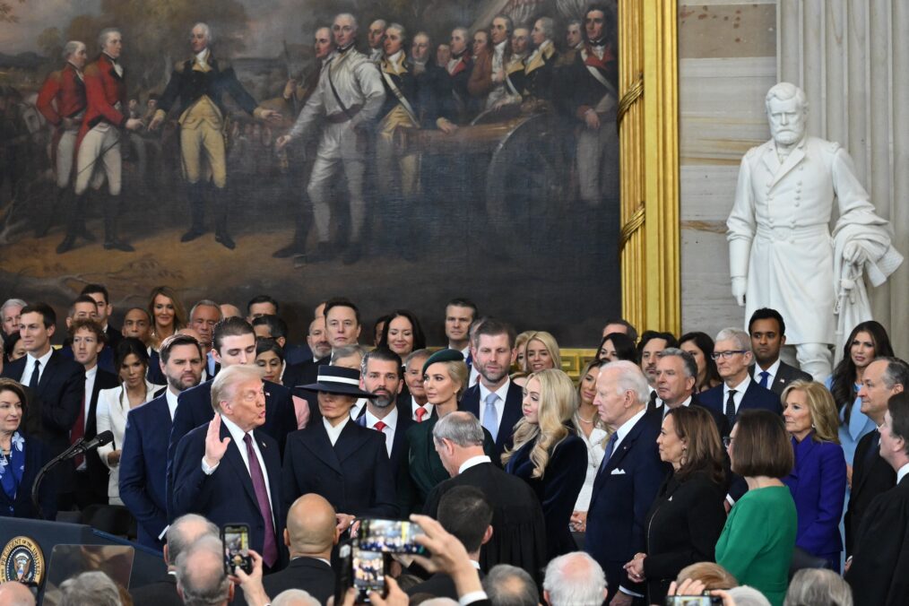 Donald Trump is sworn in as the 47th US President in the US Capitol Rotunda in Washington, DC