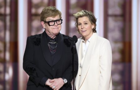 Elton John and Brandi Carlile during the 82nd Annual Golden Globes held at The Beverly Hilton on January 05, 2025