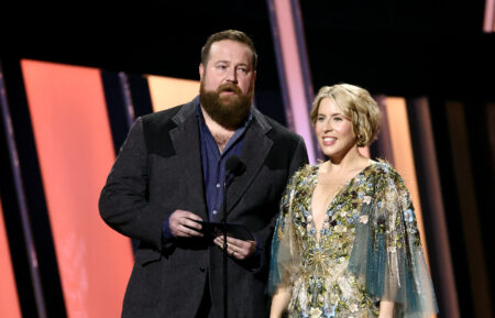 Ben Napier and Erin Napier speak onstage at The 56th Annual CMA Awards