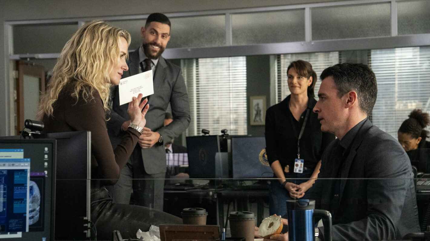 Shantel VanSanten as Special Agent Nina Chase, Zeeko Zaki as Special Agent Omar Adom ‘OA’ Zidan, Missy Peregrym as Special Agent Maggie Bell, and John Boyd as Special Agent Stuart Scola — 'FBI' Season 7 Episode 9 