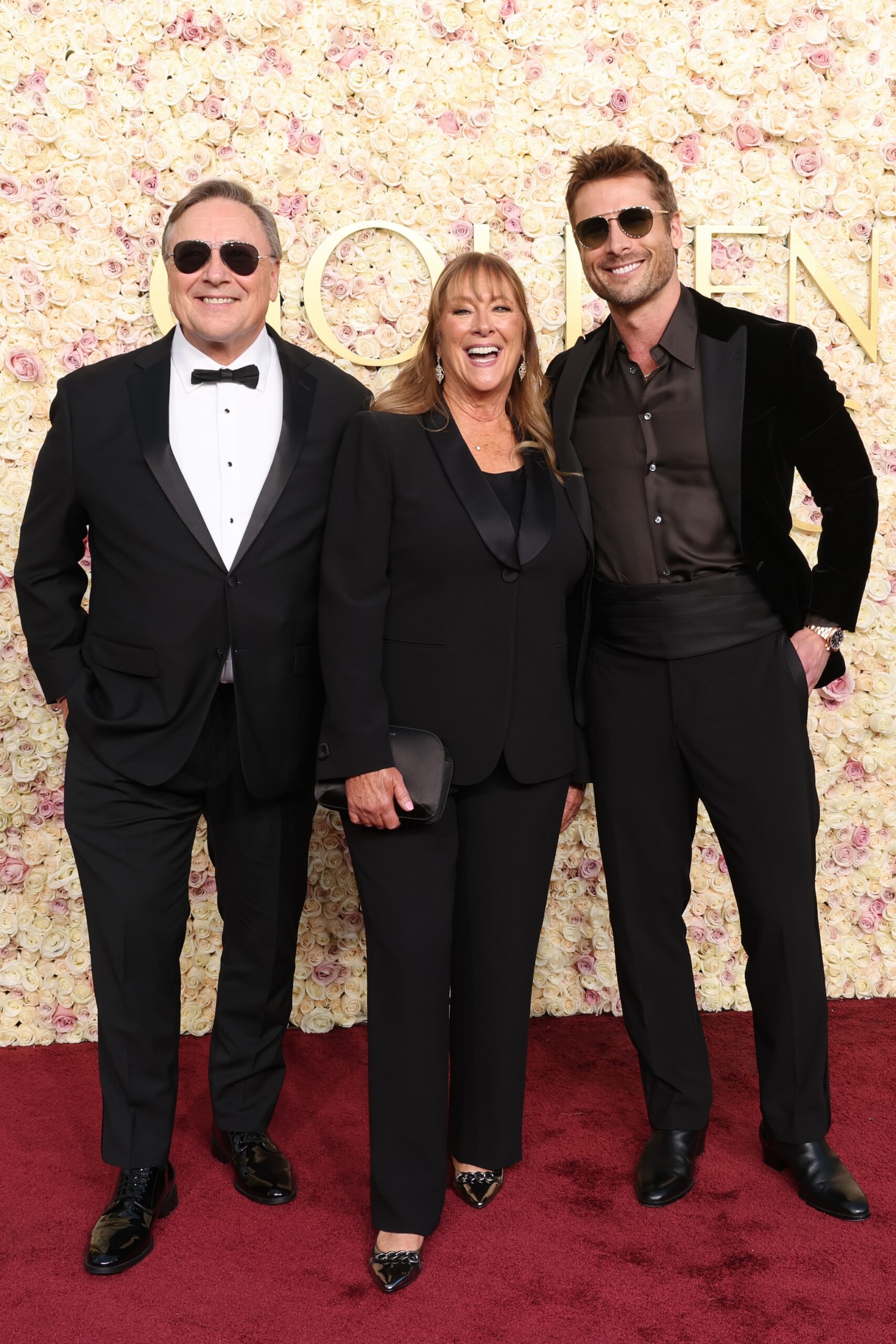 Glen Powell Sr., Cyndy Powell, and Glen Powell attend the 82nd Annual Golden Globe Awards at The Beverly Hilton on January 05, 2025 in Beverly Hills, California.