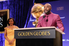 Mindy Kaling and Morris Chestnut at the 82nd Annual Golden Globe Awards Nominations & Media Preview on Monday, December 9, 2024 at the Beverly Hilton Hotel.