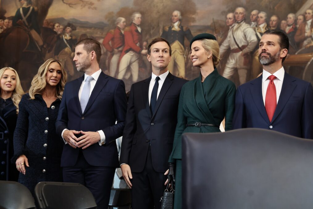 Tiffany Trump, Lara Trump, Eric Trump, Jared Kushner, Ivanka Trump and Donald Trump Jr. attend the inauguration of U.S. President-elect Donald Trump