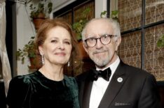 Kate Fahy and Jonathan Pryce attend the 2020 Netflix Oscar After Party at San Vicente Bugalows on February 09, 2020 in West Hollywood, California.