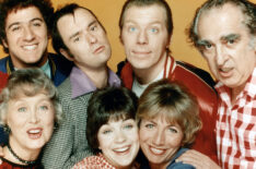 Eddie Mekka, Betty Garrett, David L. Lander, Cindy Williams, Michael McKean, Penny Marshall, and Phil Foster in Laverne and Shirley