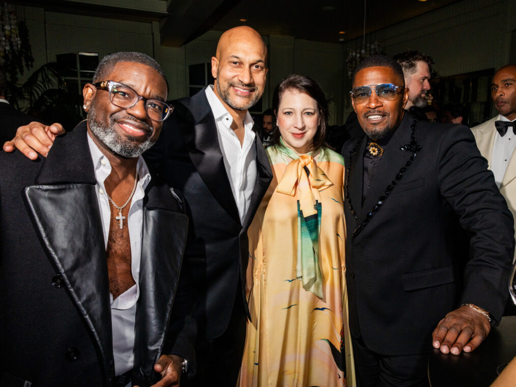 Lil Rel Howery, Keegan-Michael Key, Elle Key and Jamie Foxx attend Netflix's Golden Globe Afterparty 2025