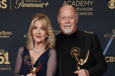 Melody Thomas Scott and Edward J. Scott, Lifetime Achievement Honorees, pose at the 51st annual Daytime Emmys Awards at The Westin Bonaventure Hotel & Suites, Los Angeles on June 07, 2024 in Los Angeles, California.