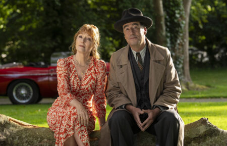 Lesley Manville and Tim McMullan in 'Moonflower Murders' on PBS