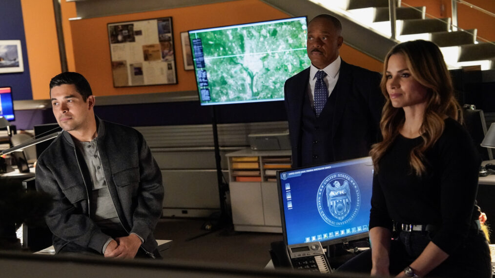 Wilmer Valderrama, Rocky Carroll, and Katrina Law in 'NCIS' Season 22 Episode 11 - 'For Better or Worse'