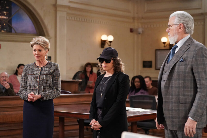 Wendie Malick as Julianne Walters, Mayim Bialik as Herself, John Larroquette as Dan Fielding in 'Night Court' Season 3 Episode 5 - 'Mayim Worst Enemy'