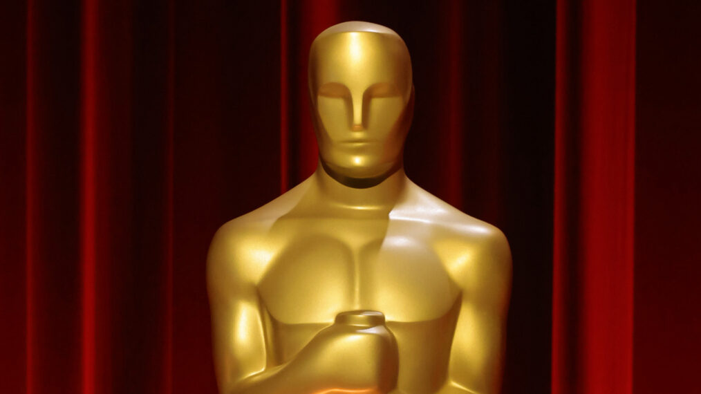 A view of an Oscar statue on stage at the 96th Oscars nominations announcement at Samuel Goldwyn Theater on January 23, 2024 in Beverly Hills, California.