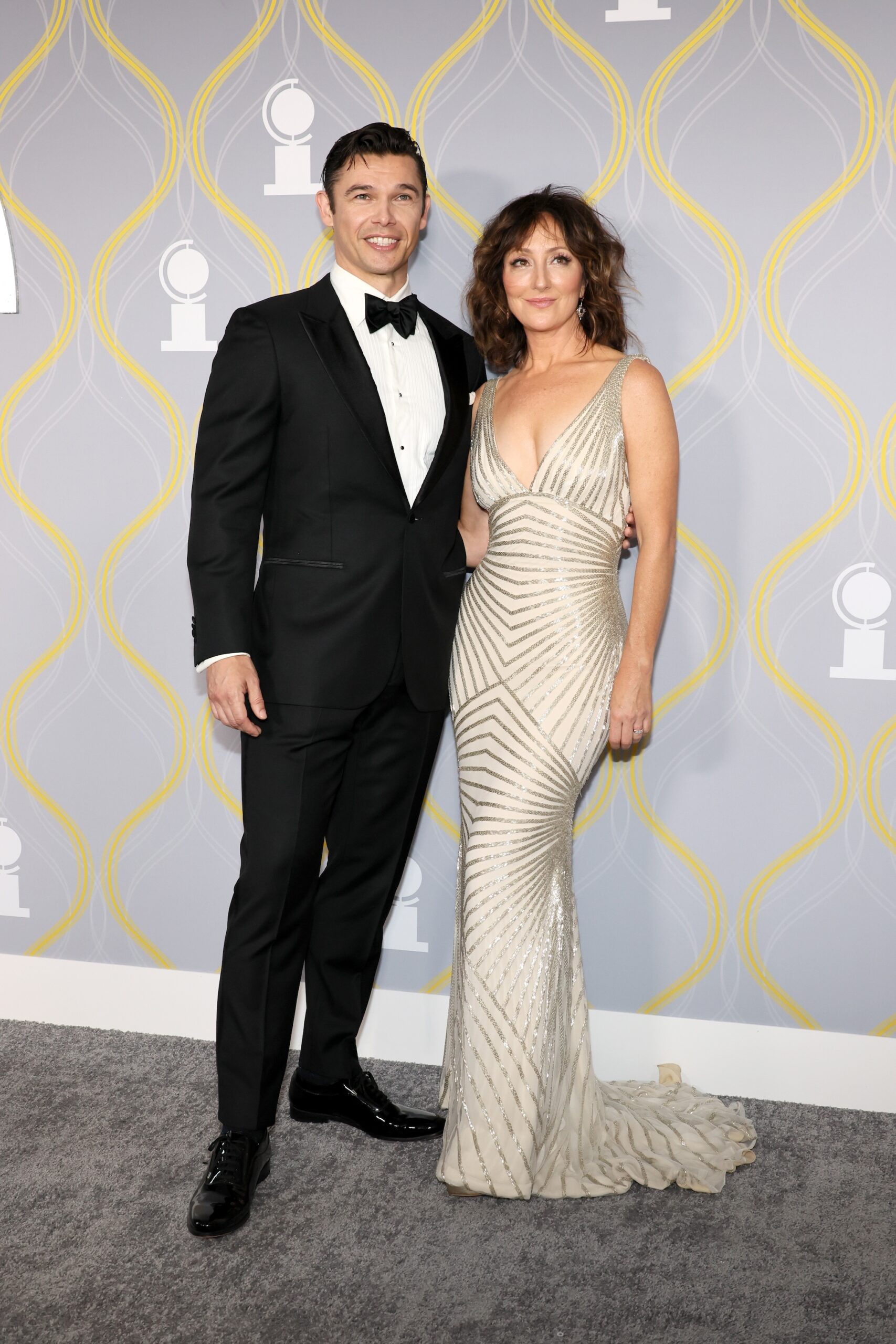 Paul Telfer (L) and Carmen Cusack attend the 75th Annual Tony Awards at Radio City Music Hall on June 12, 2022 in New York City.