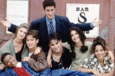 Spankee Rodgers, Sarah Lancaster, Christian Oliver, Jonathan Angel, Natalia Cigliuti, Bianca Lawson, and Dustin Diamond of 'Saved by the Bell: The New Class'