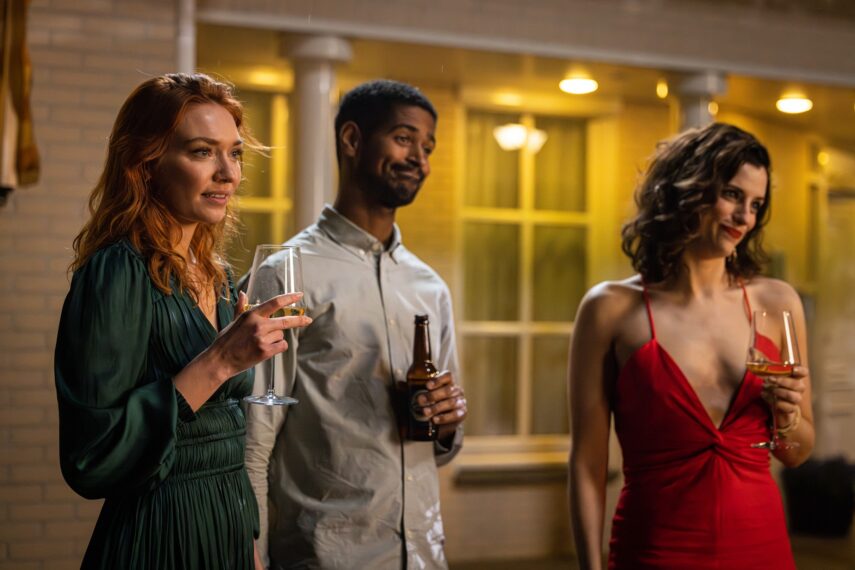 Eleanor Tomlinson, Alfred Enoch, and Jessica De Gouw in 'The Couple Next Door'