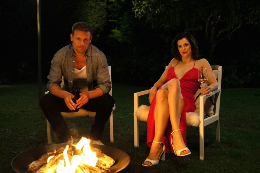 Sam Heughan and Jessica De Gouw in 'The Couple Next Door' 